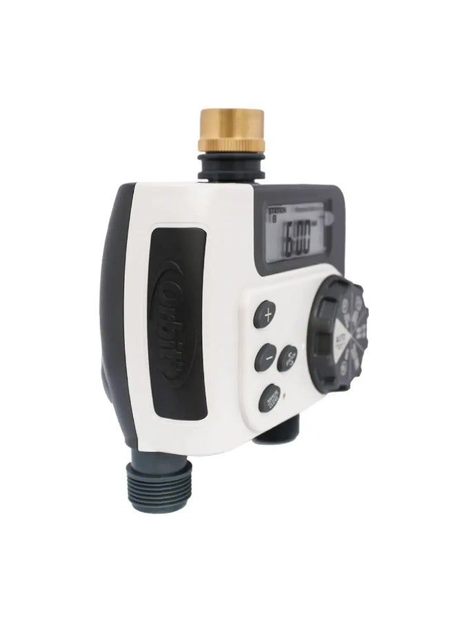 أوربت مؤقت صنبور مزدوج المحطة Orbit Buddy II - مؤقت ري خرطوم الحديقة ذو مخرجين، مثالي لنظام ري الحدائق المنزلية الخارجية - Image 2